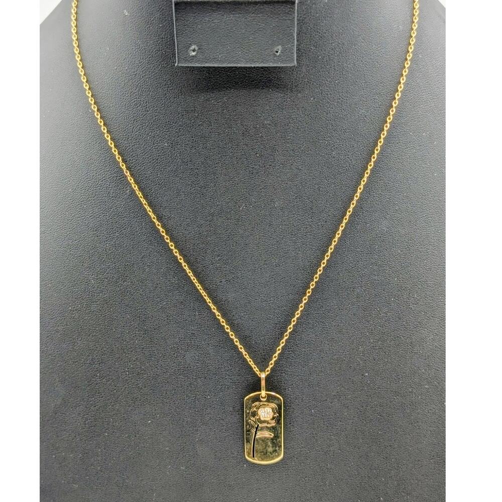925 Sterling Vermeil Peony Flower Pendant Chain 16"-18" Necklace